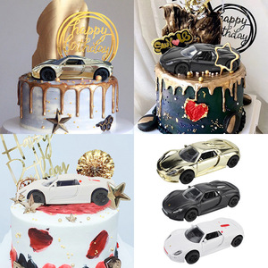 Plastic Super Car Models White Gold Black Cake Toppers Birthday Party Decorations Reusable - Product Image 5