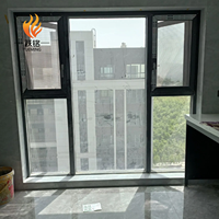 Ventana Abatible de Aluminio con Rotura de Puente Térmico, Estándar Arquitectónico Moderno, Revestimiento Anticorrosión, Vidrio Triple Aislante