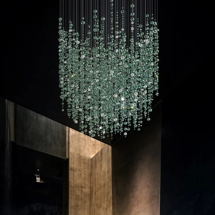 Nordic Style Green Stone Custom Project Hotel Villa Restaurant Crystal Chandelier Pendant Light