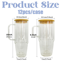 US NEW Arrive 32oz 40oz Tasse transparente à double paroi en verre boule à neige tasse de voyage en plein air avec bouchon de trou pré-percé pour DTF Wrap Vinyl