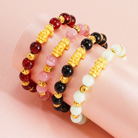 Shinmoon — Bracelets Fengshui, Bracelets en pierre naturelle de 8mm, breloque Pi Yao, plaqué or 18K, PiXiu