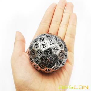 Dés à jouer Bescon en métal massif à 100 faces, dés de jeu <span class=keywords><strong>D100</strong></span>, dés géants en métal polyédrique à 100 faces de 50 mm de diamètre (1,97 pouces), argent antique - Product Image 5