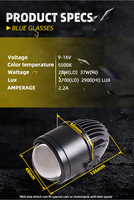 2 pouces led antibrouillard/phares de conduite led projecteur lentille pour jeep-toyota feu antibrouillard universel lentille bleue