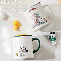 Mug à lait isotherme pour enfants Snoopys, en acier inoxydable 316, tasse à eau pour le petit-déjeuner pour enfants avec couvercle, anti-goutte, poignée de dessin animé, mug à boire