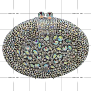 Sac de soirée somptueux pour femme, orné de fleurs et de strass, pochette ovale scintillante en cristal, idéal pour les sorties nocturnes, les banquets et les mariages - Product Image 5