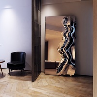 Miroir Mural Rectangulaire Unique en Métal de Haute Qualité, Décoration Artistique Moderne pour la Maison