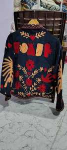 Top Suzani Embroidered Knitted Velvet Bomber Jacket Boho Reversible Letter Detail Vintage Hippie Winter Warm Eco-Friendly - Product Image 3