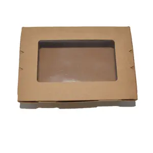 Fabricante dobrável atacado descartável comida papel caixa com janela grill design papel caixa com janela