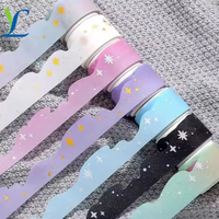 Set pita Washi perempuan lucu cetak kustom bentuk berbeda tahan air perekat akrilik meleleh panas satu sisi