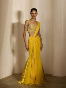 Elegante Saree de Satén para Mujer AKS GROUP con Bordado, Preconfeccionado, de Secado Rápido para Fiestas (Todas las Temporadas) - Product Image 3