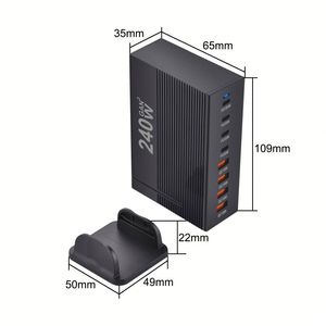 240W GaN 8 Port <b>USB</b> <b>C</b> Fast Charger Block PD100W Multi-ports 4C4A Charging Station PD 3.0 Wall Power <b>Adapter</b> - Product Image 5