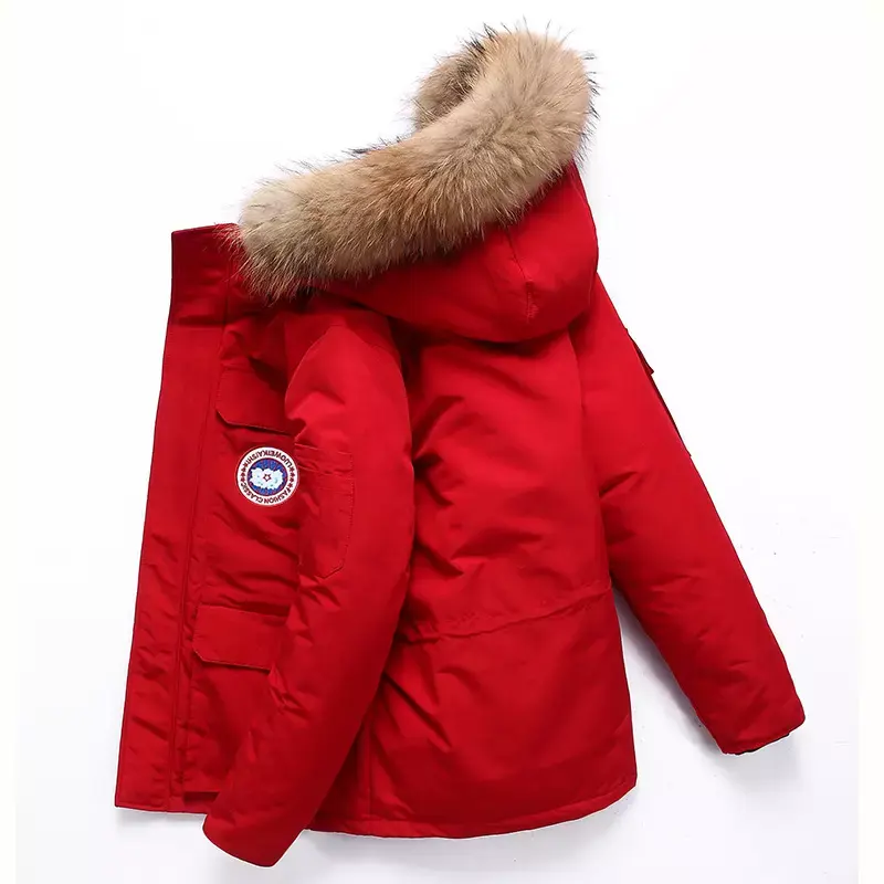 Veste épaisse en duvet d'oie pour homme, parka de style canadien, manteau d'hiver d'extérieur pour amoureux, vente en gros