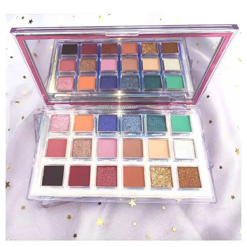 Ombre à paupières nan Cosmetics Pigment holographique nan Eyes Label Pots mats Ensemble de pinceaux de maquillage Pinceau et éponge pour ombre à paupières 4 en 1