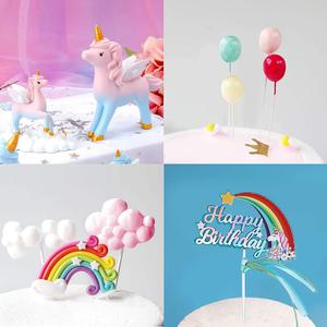 Adornos en forma de número de <span class=keywords><strong>unicornio</strong></span>, accesorios para hornear arcoíris, suministros de decoración de pasteles para fiestas de cumpleaños de Navidad de Acción de Gracias - Product Image 4