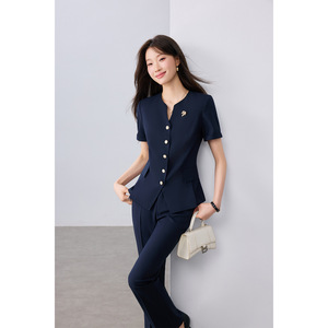 Women's Lightweight Summer Suit Set Short Sleeve Breathable Worsted Office Lady Commuting <b>Work</b> Wear - Product Image 4