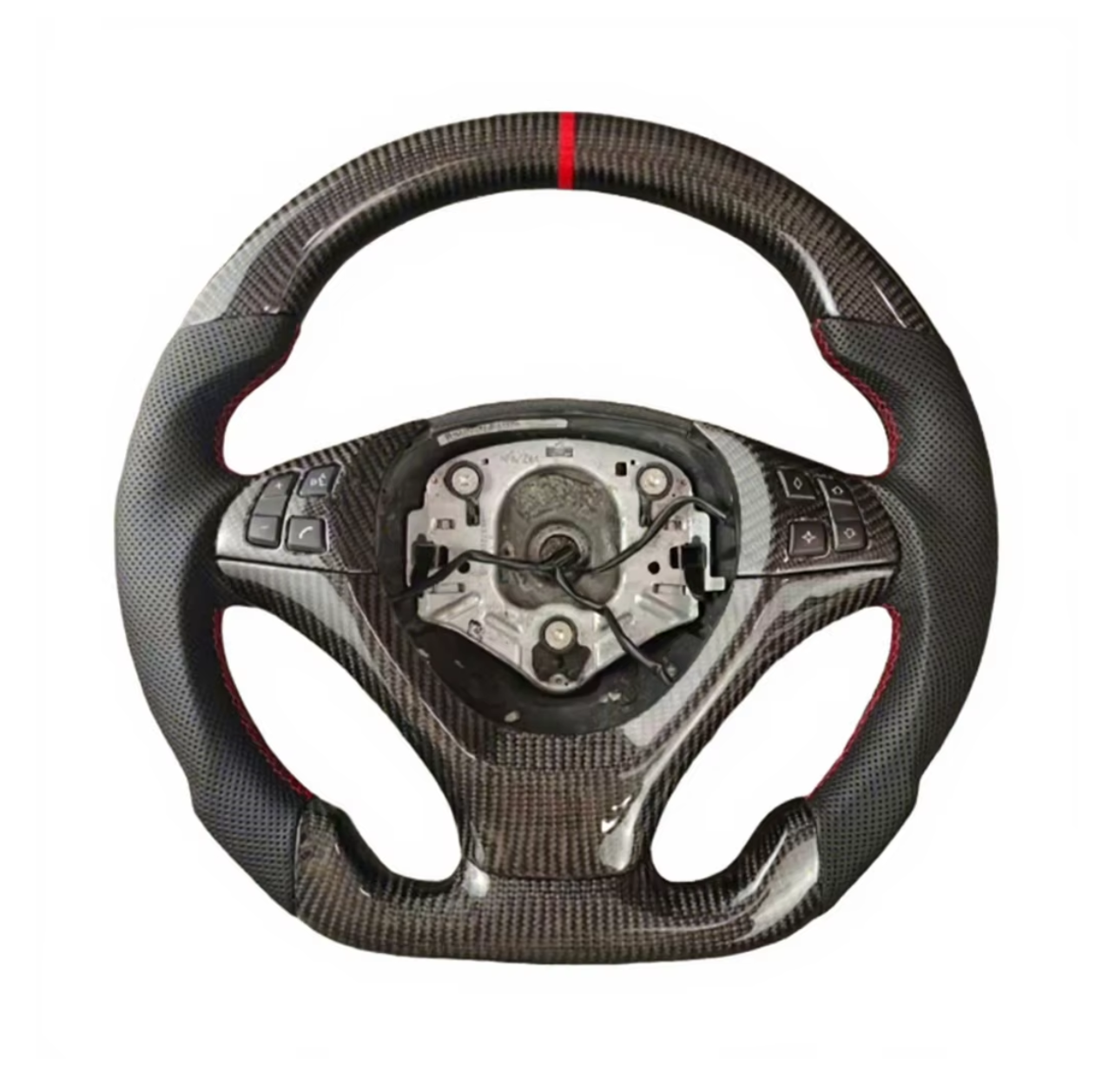 Con Fori per Palette + Pelle + Fibra di Carbonio + Cuciture Rosse