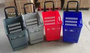 클래식 스타일 장바구니 플라스틱 트롤리 슈퍼마켓 - Product Image 3