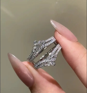 925 Silver 1.0 Carat Brilliant Cut Women's Classic Wedding Band Enhancer Engagement <b>Ring</b> White Gold Plated Moissanite Diamond - Product Image 4