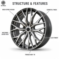 Jantes forgées à rayons en maille de 17, 18, 19, 20, 21 pouces, finition bicolore usinée gris bronze, compatibles BMW Séries 3, 5, 7, X, vente en gros directe usine