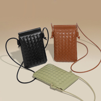 Vintage mini handtas crossbody gevlochten PU lederen telefoon tas handgemaakt magnetisch dames geweven schoudertasje veelzijdige dames tas