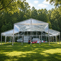 Tente transparente pour 500 personnes, structure noire simple, atrium, grande tente de mariage, toutes saisons, imperméable, pour usage extérieur