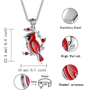 Collar con urna de <span class=keywords><strong>Cardinal</strong></span> rojo para cenizas, recuerdo de cremación de pájaro, regalo conmemorativo, joyería para mujeres, mensajeros religiosos - Product Image 2