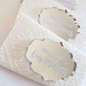 Personalizzabile in acrilico dorato targa nome del bambino personalizzato festa di nozze e Baby Shower <span class=keywords><strong>torta</strong></span> decorazione fornitura - Product Image 2