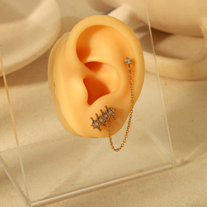 Flower <b>Stud</b> <b>Earrings</b> 18K Gold Plated Claw Setting For Women Party Jewelry TE6761-G - Product Image 3