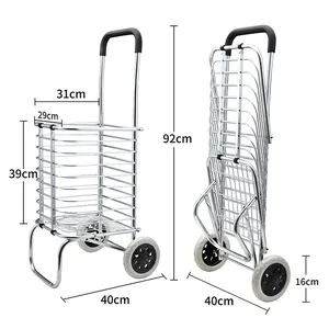 Folding Shopping Cart Shopping Trolley Foldable Shopping Cart 35L Large Capacity Multifunctional Luggage Cart with Wheels