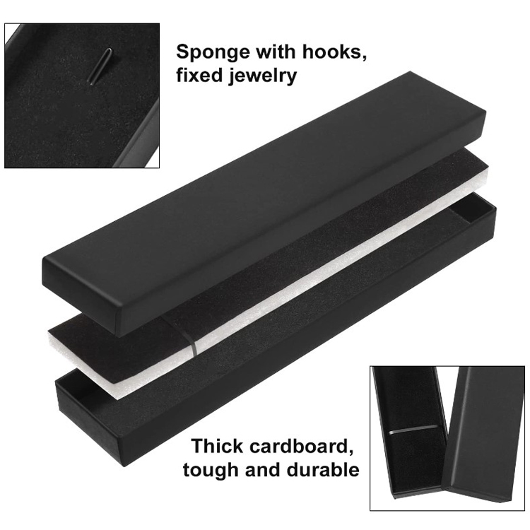 Black Kraft Jewellery Bracelet Gift Box Necklace Case Pendant Display Paper Boxes With Flocked Sponge