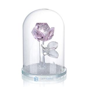 CH cristallo rosa fiore rosa vetro rosa fermacarte collezione Figurine statua centrotavola centrotavola ornamento loto - Product Image 6