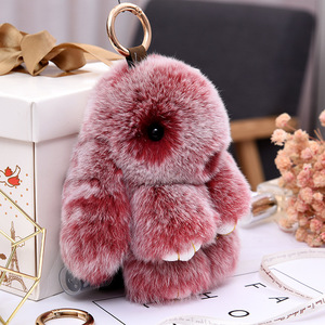 Rts Tùy Chỉnh Nhồi Bông Keychain Lông Pompon 15Cm Bunny Fluffy Bất Thỏ Lông Keychain Đính Phụ Nữ Pompom Thỏ Trên Túi Móc Chìa Khóa - Product Image 1