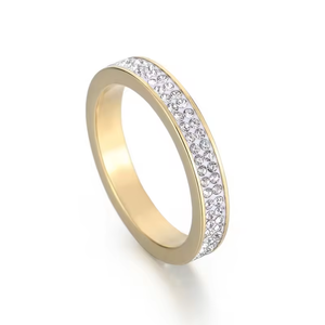 Bague de doigt empilable tendance et délicate pour femmes, en acier inoxydable 316L étanche, avec zircone cubique semi-pavée - Product Image 1