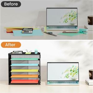 Mesh Paper <b>Organizer</b> Storage for Desk Accessories Workspace <b>Organizers</b> 6 Tier Letter Tray Desk <b>File</b> Organization for Office - Product Image 4