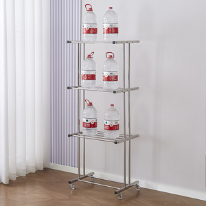 Étagère de rangement commerciale en acier inoxydable avec roulettes pour salon de coiffure et station de lavage de voiture - Conception verticale du sol au plafond - Product Image 1