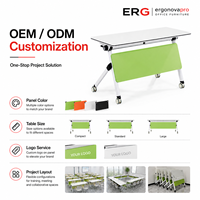 Table de formation mobile moderne en métal avec plateau rabattable et roulettes, bureau pliant OEM ODM pour salle de réunion et salle de classe