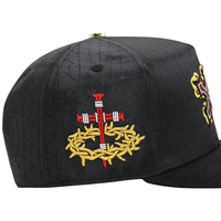OEM ODM Nieuwe Stijl Zwarte Cross 3D Borduurwerk Gouden Bies Baseball Pet Verstelbaar Suède Sportief Luipaard Fruitpatroon Unisex