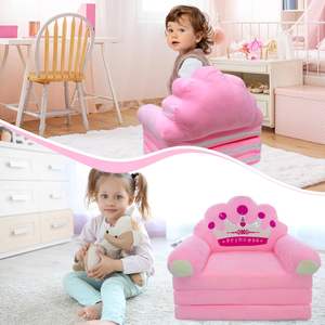 Okul ve yatak odası süslemeleri için bebekler için pembe taç tasarım katlanabilir peluş karikatür çekyat - Product Image 2