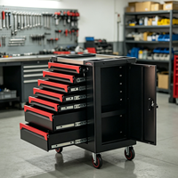 Carrito de Trabajo Resistente Rojo con Cubierta de SPCC, Gabinete para Herramientas con Cerradura, 7 Cajones, OEM, Capacidad de 250 kg, Acabado con Recubrimiento en Polvo, Profesional para Automoción