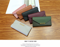 Dompet Panjang Wanita ALW0010 Desain Fashion dari Kulit PU dengan Pegangan Pergelangan Tangan, Tempat Ponsel Portabel dengan Penutup Kancing dan Poliester