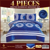 Ensemble de literie 4 pièces en polaire Borrego Sherpa, imprimé, chaud, avec drap-housse et couette, vente en gros