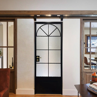 Porte battante en verre en alliage d'aluminium rétro français pour salle de bain porte d'étude silencieuse personnalisée pour intérieur étanche pour salon