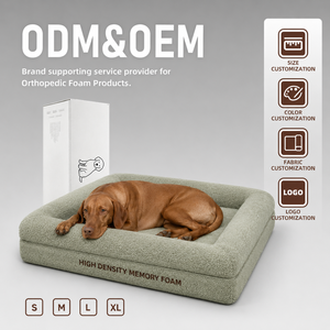 Premium Orthopedic Memory Foam Square <strong>Dog</strong> <strong>Bed</strong> Sponge Boucle Fabric Cover Removable Washable Joint Support <strong>for</strong> Medium/Large <strong>Dogs</strong> - Product Image 1