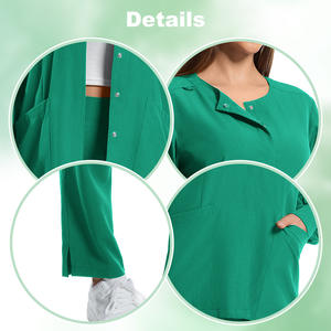 Set uniforme da lavoro <span class=keywords><strong>medico</strong></span> Unisex a manica lunga con colletto a bottone elastico professionale traspirante per medici - Product Image 2