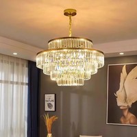 Lustre en cristal rond de style nordique à diode électroluminescente de luxe moderne pour salon