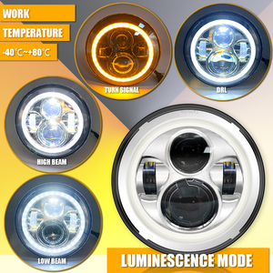 <span class=keywords><strong>Phare</strong></span> rond <span class=keywords><strong>LED</strong></span> pour motos, DRL, avec yeux d'ange blancs en Halo, H4, 7 pouces, 2 pièces - Product Image 5