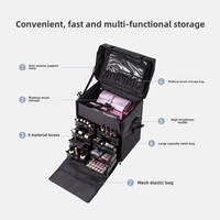 Relavel Valise de Maquillage de Voyage à Roulettes 4 en 1, Chariot de Maquillage en Nylon Grande Taille, Trousse de Cosmétiques pour Maquilleur Professionnel