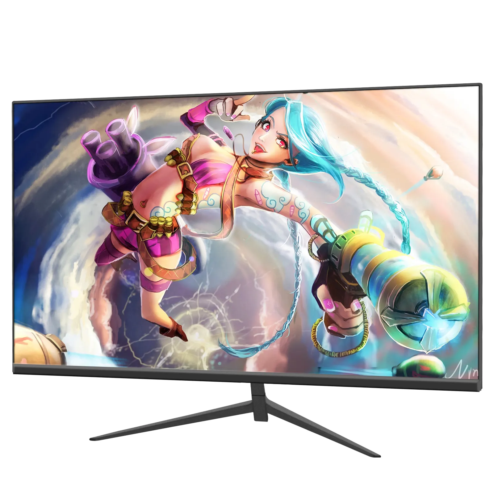 Tecmiyo R1500 VA 27inch FHD 3-frameless bezel Curved LED LCD Gaming Monitor with V-Shape Stand