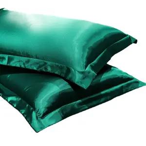 ทำในสีเขียวได้รับการรับรอง22มิลลิเมตรฟอร์ดหม่อนปลอกหมอนผ้าไหมที่มี5เซนติเมตรชายแดนปิดซิปที่ซ่อนอยู่