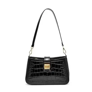 New Arrivals Low MOQ OEM Crocodile Embossed Genuine leather Lady mini Clutch Bag Crossbody Shoulder Bag Manufacturer